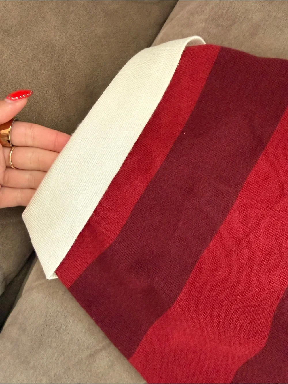 Greyhound Dog Red Striped Polo Sweater with White Collar